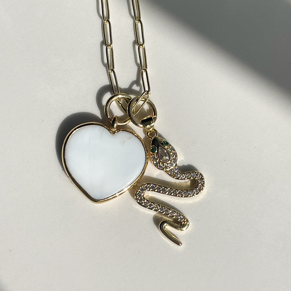 Murano Glass Heart Charm | White | Large