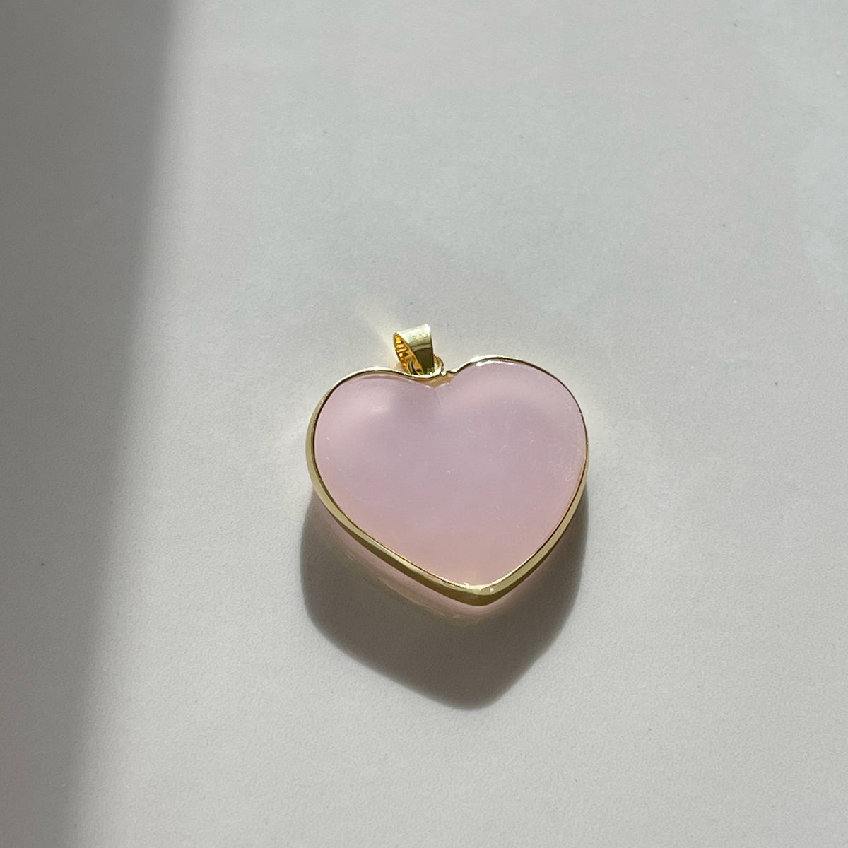 Murano Glass Heart Charm |  Pastel Pink | Large