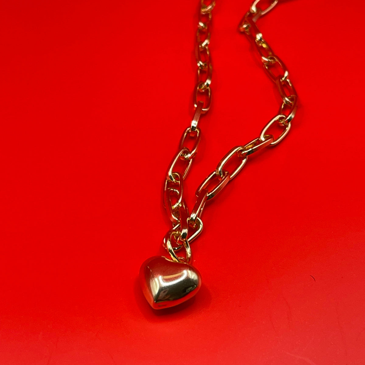 Puffy Bauble Heart Love Necklace