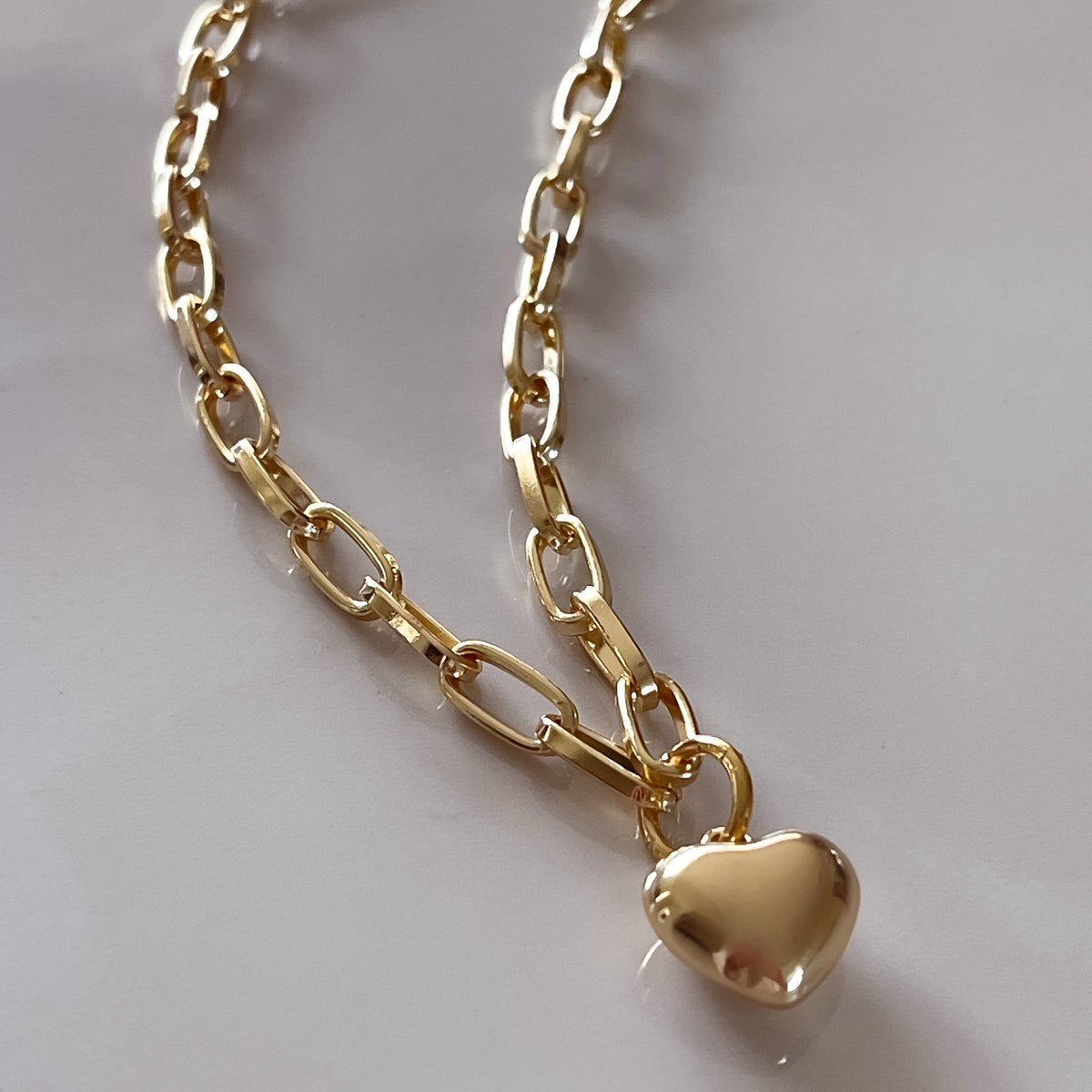 Puffy Bauble Heart Love Necklace